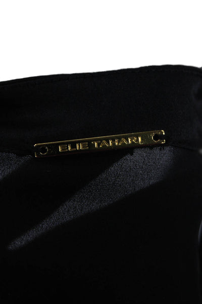 Elie Tahari Women Tunic Black Silk Long Sleeve Hook & Eye Petite Size S