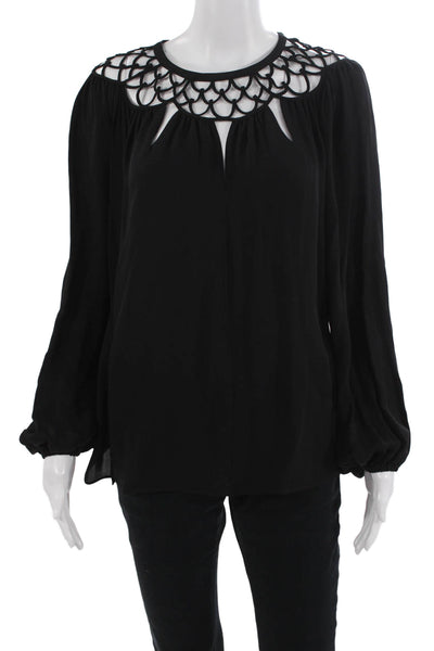 Kobi Halperin Women Black 100% Silk Long Sleeve Blouse Size M