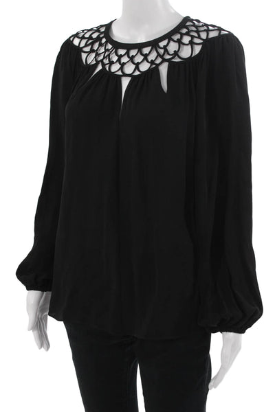 Kobi Halperin Women Black 100% Silk Long Sleeve Blouse Size M