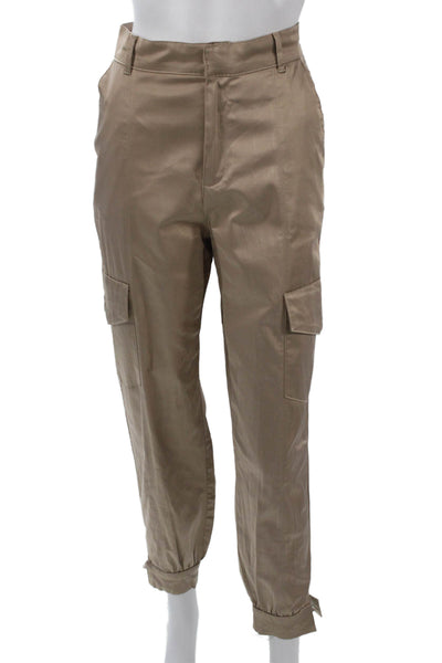 Zara Men Cargo Cropped Ankle Pants Beige Polyester Hook Eye Size M