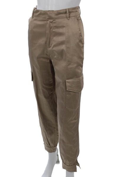 Zara Men Cargo Cropped Ankle Pants Beige Polyester Hook Eye Size M