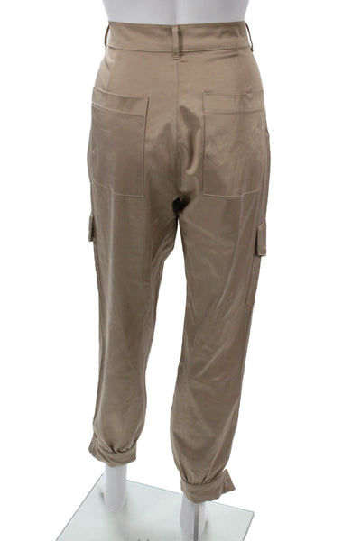 Zara Men Cargo Cropped Ankle Pants Beige Polyester Hook Eye Size M