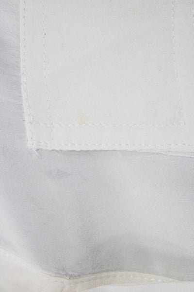MNG Women Basic Collared Button Up Long Sleeve White Blouse Size L