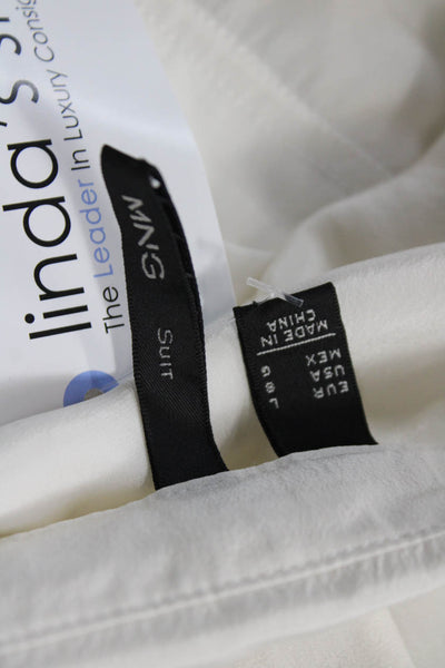 MNG Women Basic Collared Button Up Long Sleeve White Blouse Size L