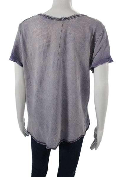We The Free Women Basic Gray Linen T-Shirt Short Sleeve Size M
