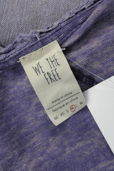 We The Free Women Basic Gray Linen T-Shirt Short Sleeve Size M