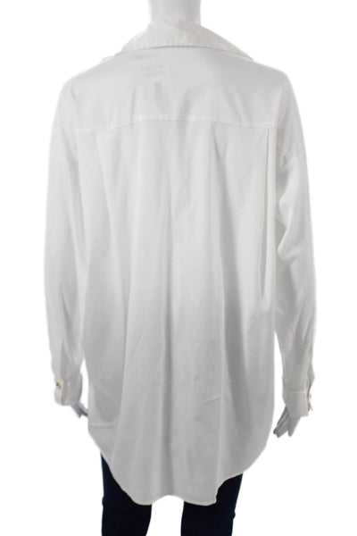 Zara Womens Basic Button-Up Cotton Collared Long Sleeve White Size M