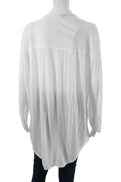 Rubbish Women Collared Button Up Long Sleeve White Linen Boho Size XL