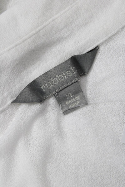 Rubbish Women Collared Button Up Long Sleeve White Linen Boho Size XL