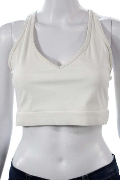 Varley Womens Scoop Neck Stretch Knit Sports Bra White Size Extra Large
