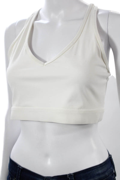 Varley Womens Scoop Neck Stretch Knit Sports Bra White Size Extra Large