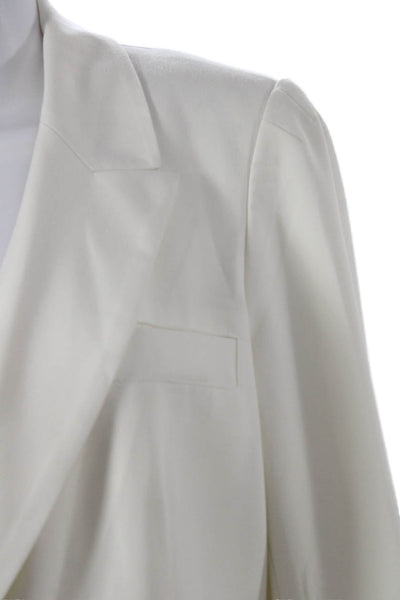 Boston Proper Women White Collared Blazer Long Sleeve Button Solid Size 10