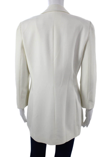 Boston Proper Women White Collared Blazer Long Sleeve Button Solid Size 10