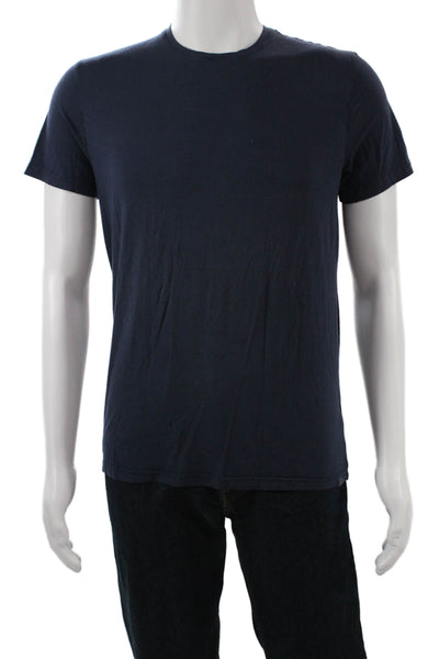Derek Rose Men Dark Blue Modal Elastane Crew Neck Short Sleeve T-Shirt Size S