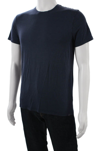 Derek Rose Men Dark Blue Modal Elastane Crew Neck Short Sleeve T-Shirt Size S