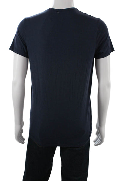 Derek Rose Men Dark Blue Modal Elastane Crew Neck Short Sleeve T-Shirt Size S
