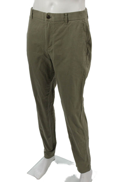 Everlane Mens Army Green Chinos Button Solid Size 32