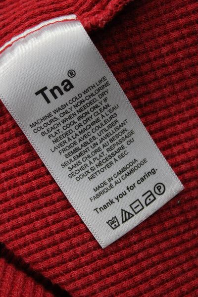 TNA Womens Cropped Long Sleeve Crew Neck Red Top Size S