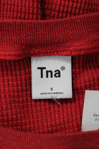 TNA Womens Cropped Long Sleeve Crew Neck Red Top Size S