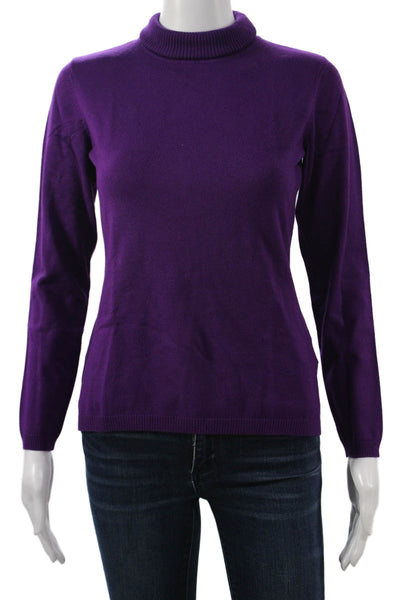Marina V Unisex Pullover Sweater Purple Mock Neck Long Sleeve Viscose Size S