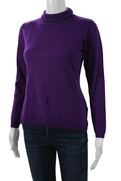 Marina V Unisex Pullover Sweater Purple Mock Neck Long Sleeve Viscose Size S