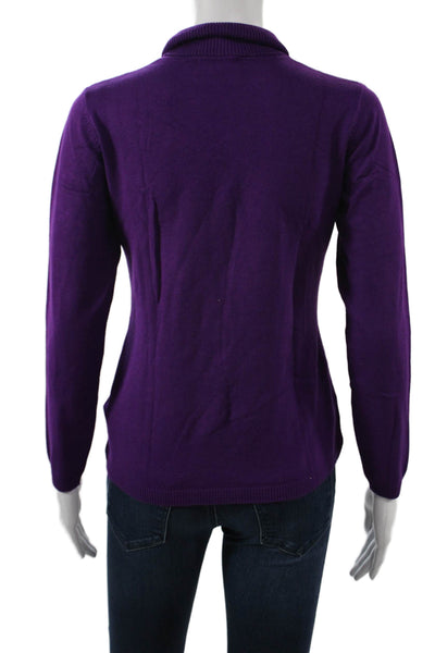 Marina V Unisex Pullover Sweater Purple Mock Neck Long Sleeve Viscose Size S