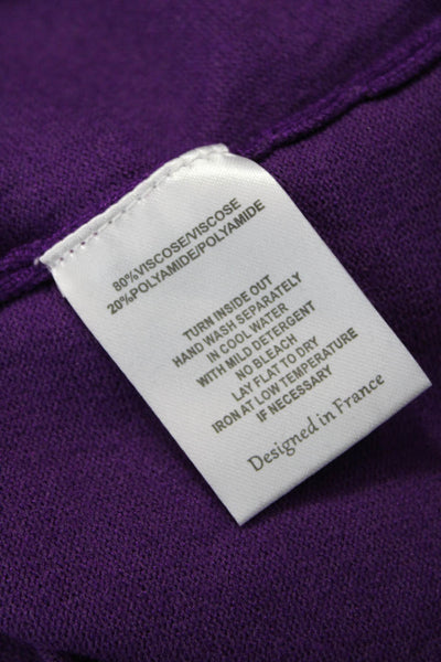 Marina V Unisex Pullover Sweater Purple Mock Neck Long Sleeve Viscose Size S