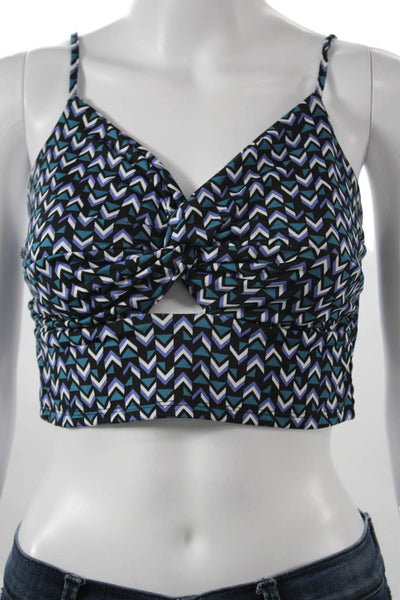 Do+Be Women Cropped Camisole Aztec Geometric Black Sleeveless Size S