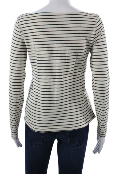 MNG Women Basic Striped Cotton Long Sleeve T-Shirt Beige Size S
