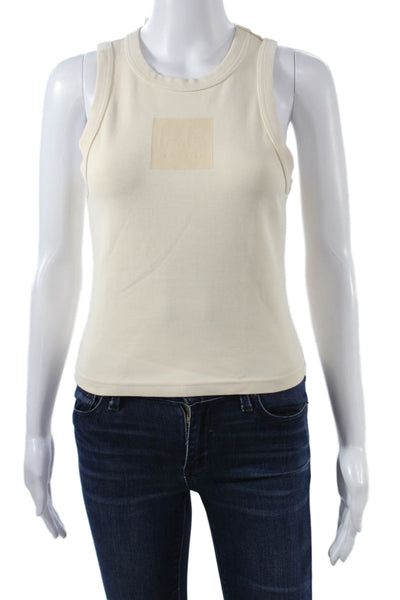 PE Nation Womens Basic Sleeveless Tank Beige Organic Cotton Crew Neck Size M