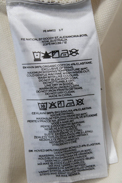 PE Nation Womens Basic Sleeveless Tank Beige Organic Cotton Crew Neck Size M