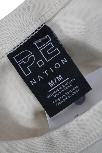 PE Nation Womens Basic Sleeveless Tank Beige Organic Cotton Crew Neck Size M