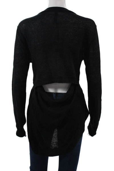 Prose Unisex Pullover Sweater Black 100% Linen V-Neck Long Sleeve Size XS