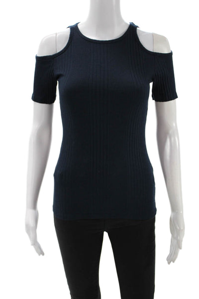 Frame Shirt Women Dark Blue Cotton Crew Neck Short Sleeve T-Shirt Size S
