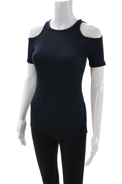 Frame Shirt Women Dark Blue Cotton Crew Neck Short Sleeve T-Shirt Size S