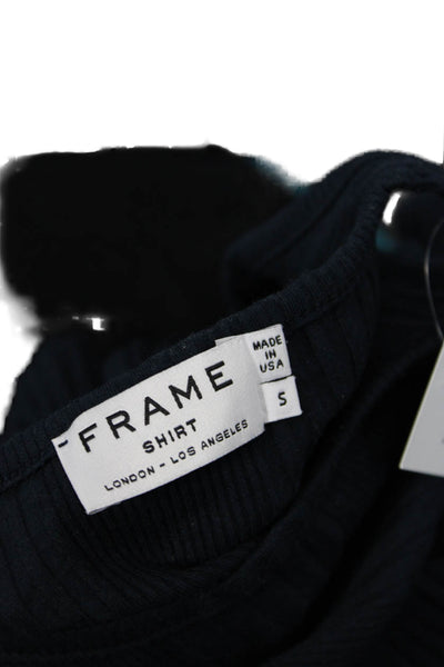 Frame Shirt Women Dark Blue Cotton Crew Neck Short Sleeve T-Shirt Size S
