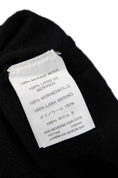 J Crew Women Basic Merino Wool Round Neck 3/4 Sleeve Black Sweater Size 2XS