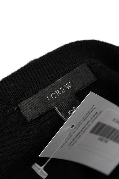 J Crew Women Basic Merino Wool Round Neck 3/4 Sleeve Black Sweater Size 2XS