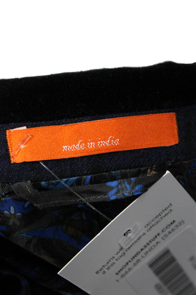Tallia Mens Classic Plaid Wool Blazer Dark Blue Button Long Sleeve Size 56