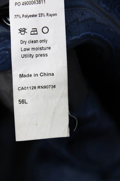 Tallia Mens Big & Tall Dark Blue Suit Jacket Polyester Rayon Size 56