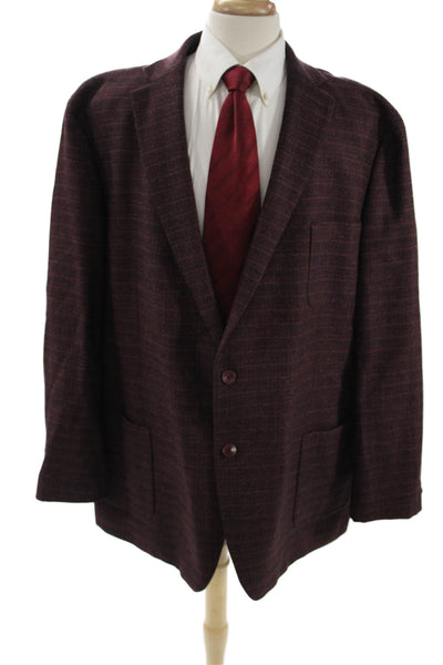Tallia Mens Brown Striped Wool Blend Blazer Collared Button Size 54