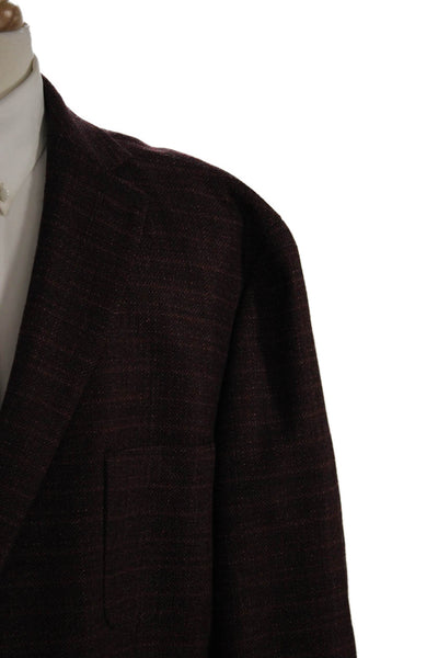 Tallia Mens Brown Striped Wool Blend Blazer Collared Button Size 54