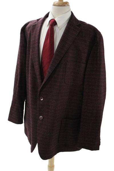 Tallia Mens Brown Striped Wool Blend Blazer Collared Button Size 54
