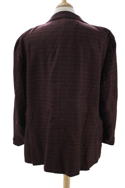 Tallia Mens Brown Striped Wool Blend Blazer Collared Button Size 54