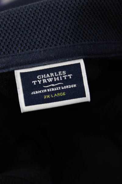 Charles Tyrwhitt Mens Dark Blue Cotton Short Sleeve Polo Size 2XL