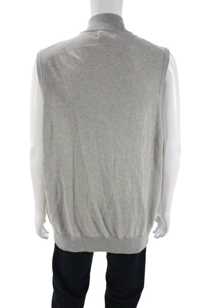 Polo Ralph Lauren Mens Gray Cotton Mock Neck Zip Vest Size 2XL