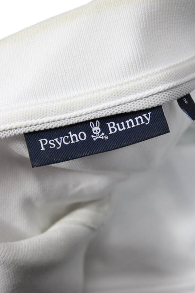 Psycho Bunny Mens Collared Polo Short Sleeve White Pima Cotton Size 8