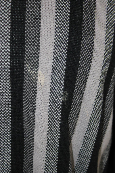 Paul Fredrick Men Cardigan Full Zip Striped Black Cotton Collared Size 2XL