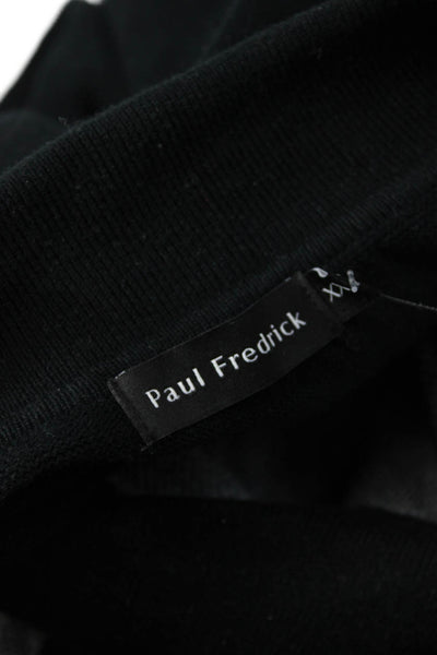 Paul Fredrick Men Cardigan Full Zip Striped Black Cotton Collared Size 2XL