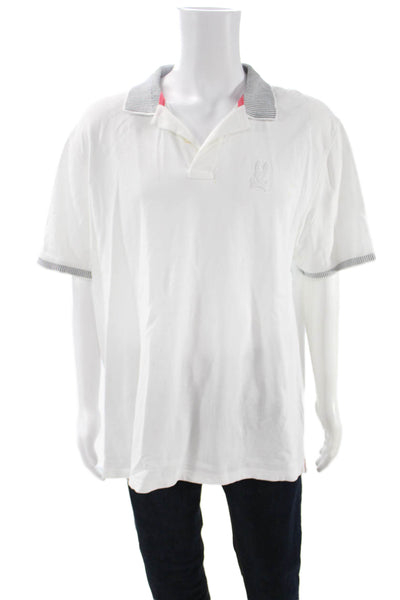 Psycho Bunny Mens Polo Short Sleeve Collared White 100% Pima Cotton Size 9